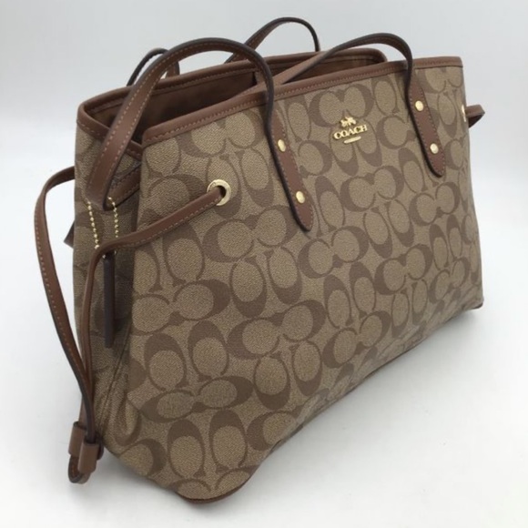 Coach Handbags - Coach Drawstring Carryall Bag Purse Coach logo CC - Tan & Brown